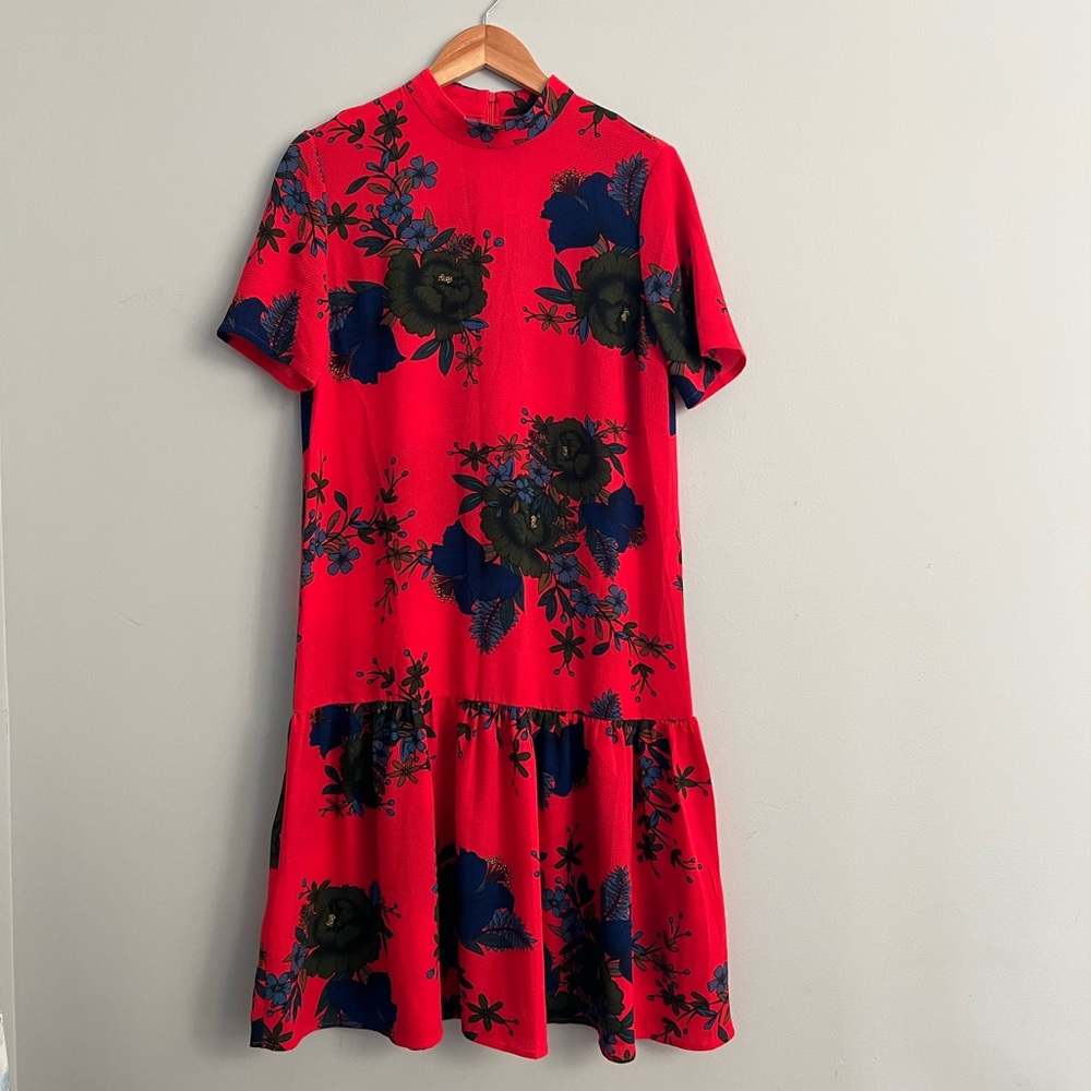ASOS Jacqueline De Yong Red Floral Dress Size 38